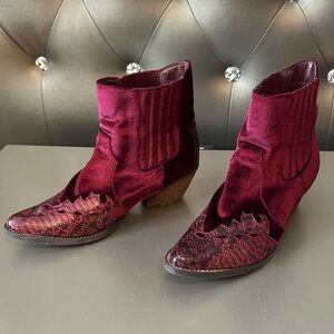 Very Volatile Maroon Velvet Heeled Boots